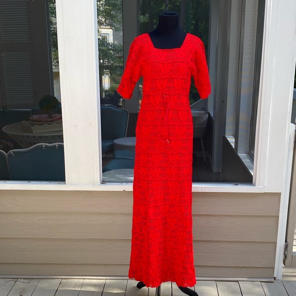 Vintage Dresses & Skirts - Vintage 60s 70s Lace Hippie Boho Peasant Dress